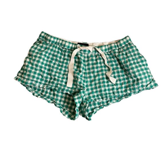 J. Crew Other - J Crew Women's Green Gingham Sleep Shorts Size XS Summer Lounge Preppy #123